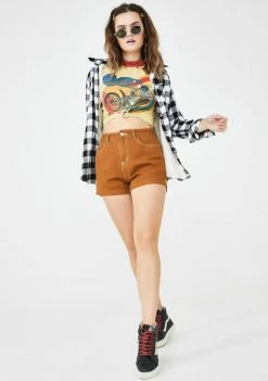 Momokrom Bottoms Camel Cuff Denim Shorts 8 Momokrom Bottoms Camel Cuff Denim Shorts