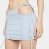 Momokrom Denim Mid Rise Cut-Out Tie Mini Skirt