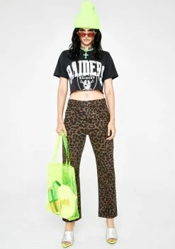 Momokrom Leopard Skinny Denim Jeans Bottoms