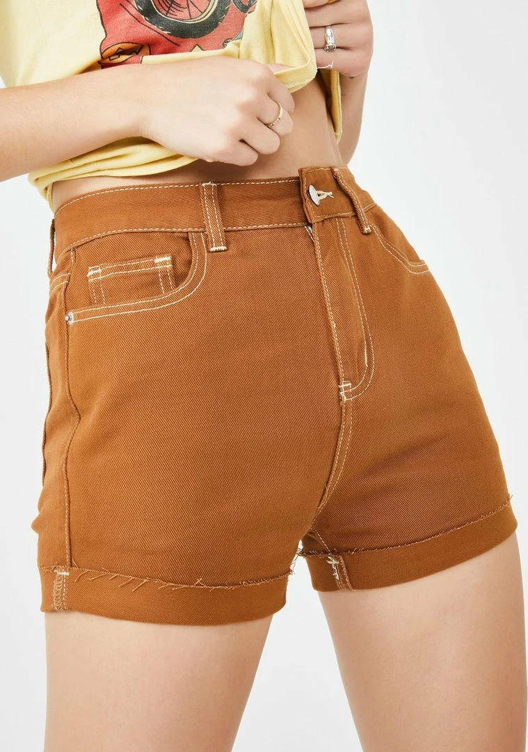 Momokrom Bottoms Camel Cuff Denim Shorts 3 Momokrom Bottoms Camel Cuff Denim Shorts