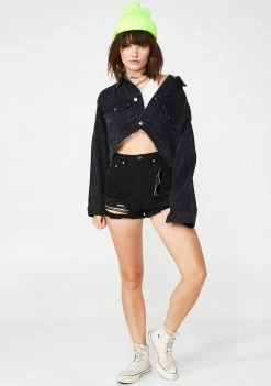 Momokrom Black Raw Hem Denim Jacket 8 Momokrom Black Raw Hem Denim Jacket