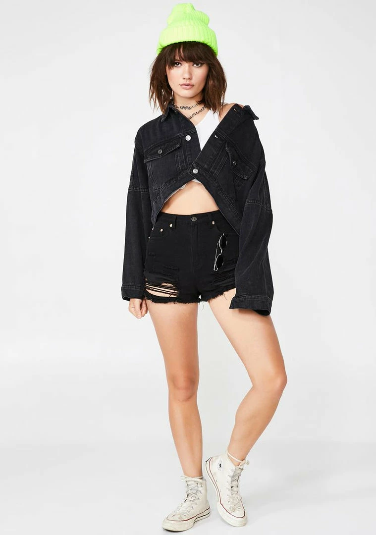 Momokrom Black Raw Hem Denim Jacket 5 Momokrom Black Raw Hem Denim Jacket