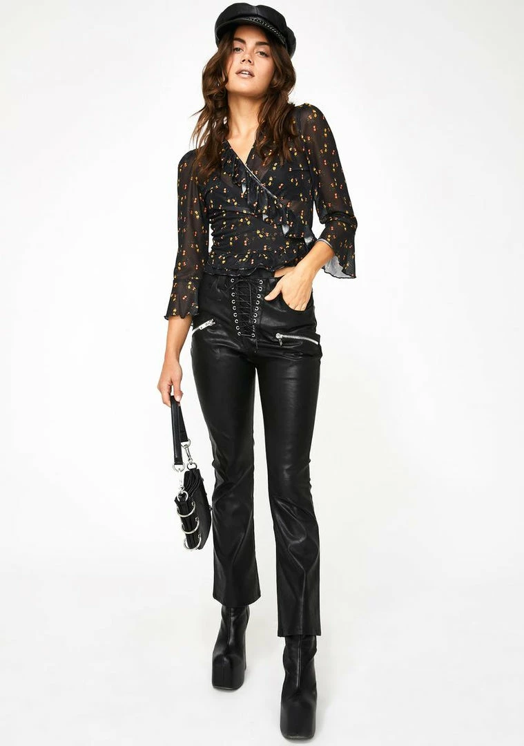 Momokrom Tops Semi Sheer Floral Wrap Top 5 Momokrom Tops Semi Sheer Floral Wrap Top