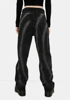 Momokrom Washed Black Tie Dye Circle Effect Baggy Wide Leg Jeans 9 Momokrom Washed Black Tie Dye Circle Effect Baggy Wide Leg Jeans