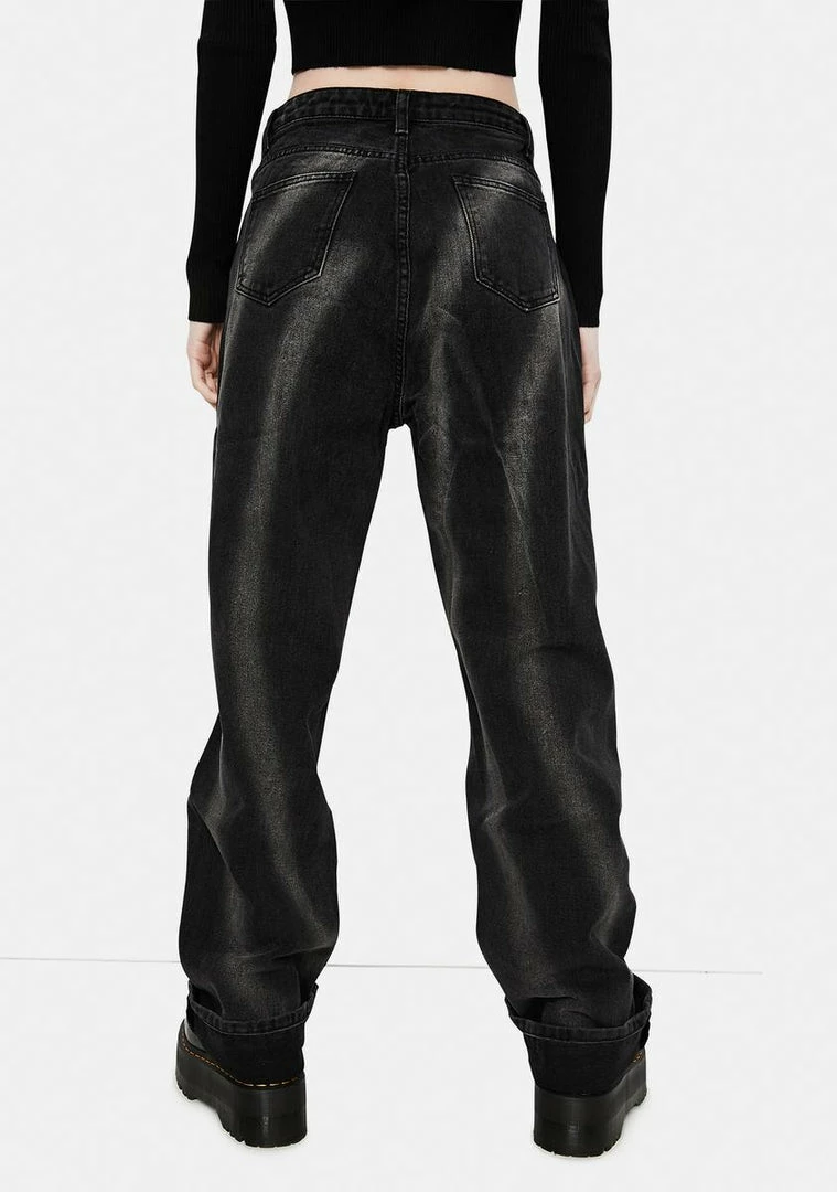 Momokrom Washed Black Tie Dye Circle Effect Baggy Wide Leg Jeans 6 Momokrom Washed Black Tie Dye Circle Effect Baggy Wide Leg Jeans