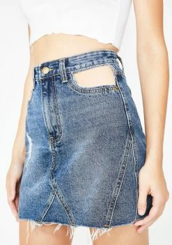 Momokrom Cut Out Pocket Denim Skirt