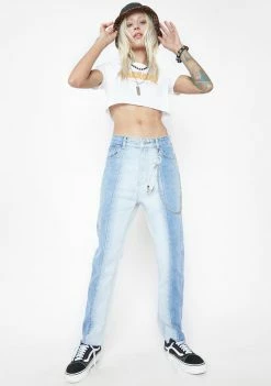 Momokrom Half & Half Denim Jeans Skinny Pants