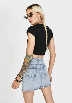 Momokrom Ice Blue Wrap Denim Skirt 9 Momokrom Ice Blue Wrap Denim Skirt