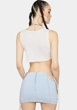 Momokrom Denim Mid Rise Cut-Out Tie Mini Skirt 9 Momokrom Denim Mid Rise Cut-Out Tie Mini Skirt