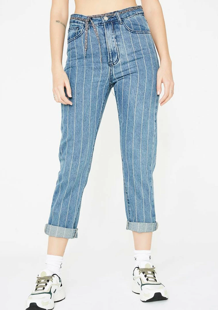 Momokrom Bottoms White Striped Denim Jeans 5 Momokrom Bottoms White Striped Denim Jeans