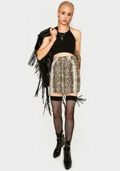 Momokrom Snake Print Denim Skirt