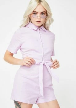 Momokrom Pink Zip-Up Tie Waist Romper
