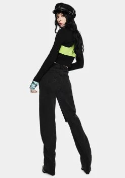 Momokrom Black Distressed Long Jeans